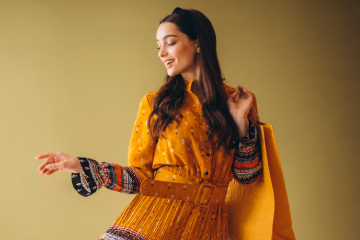 Satisfied fashion retail customer trying out clothes after a seamless store experience