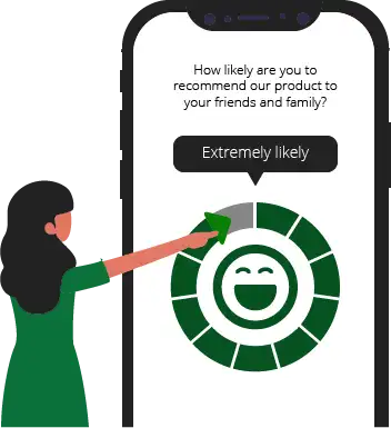 Customer giving NPS rating on a screen
